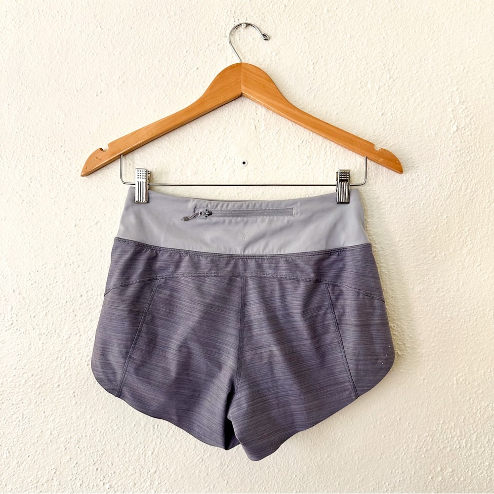 Athleta Womens Lavender Run With It Textured 3.5" Running Shorts - Picture 2 of 7